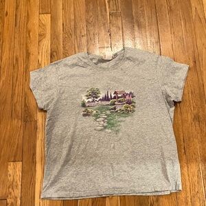 Top stitch by morning star garden graphic grey tee size 2x women’s
